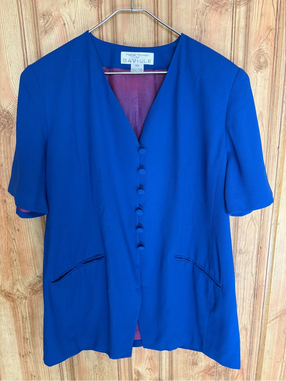 Rena Rowan Cobalt Blue Short Sleeve Blazer Jacket Size 16W